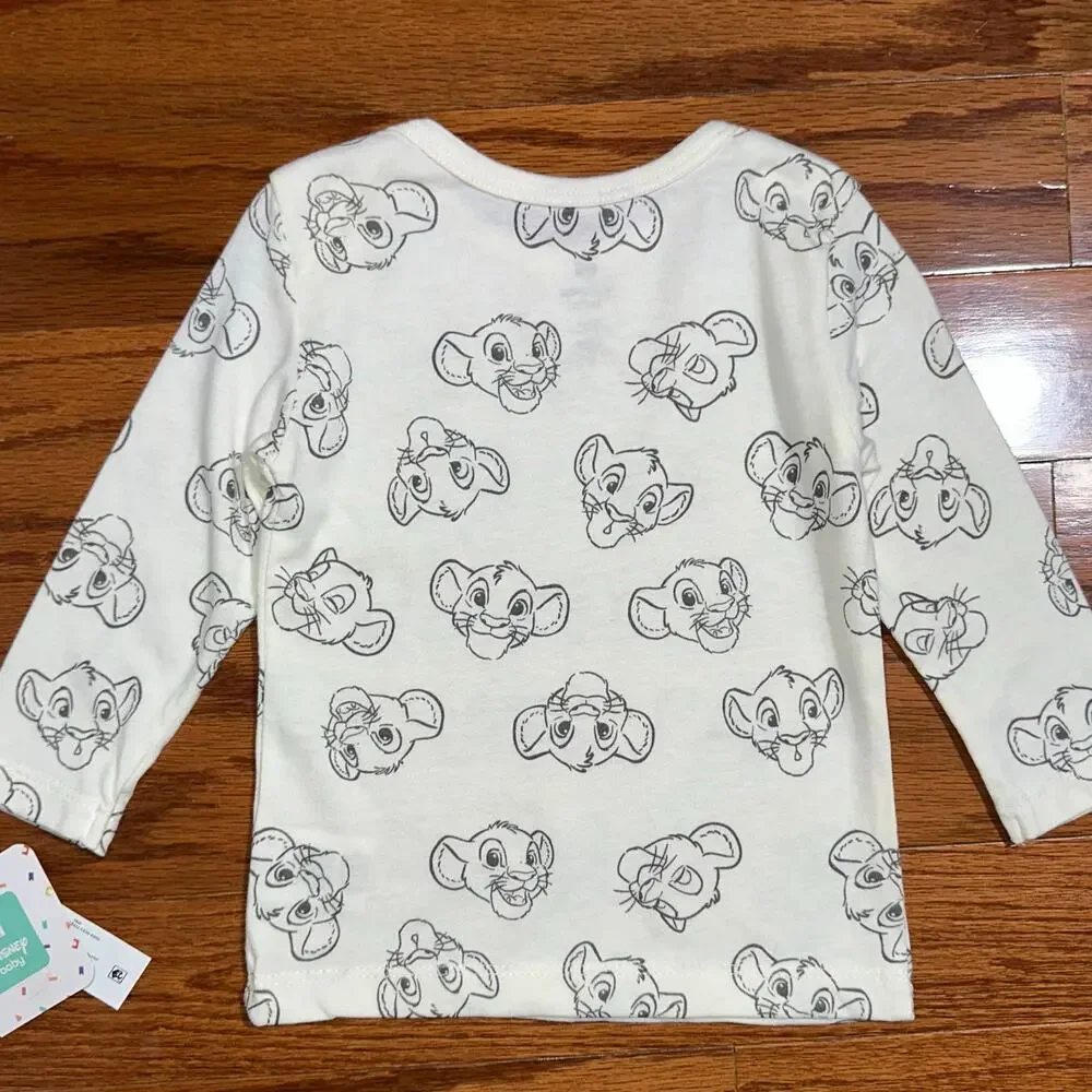NWT Disney Baby Lion King Simba White Long Sleeve T-Shirt Size 18M